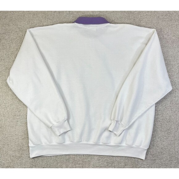 Vintage Hummingbird Sweatshirt 1/4 Zip Women's Size XXL 2XL White Purple Flower - Picture 4 of 8